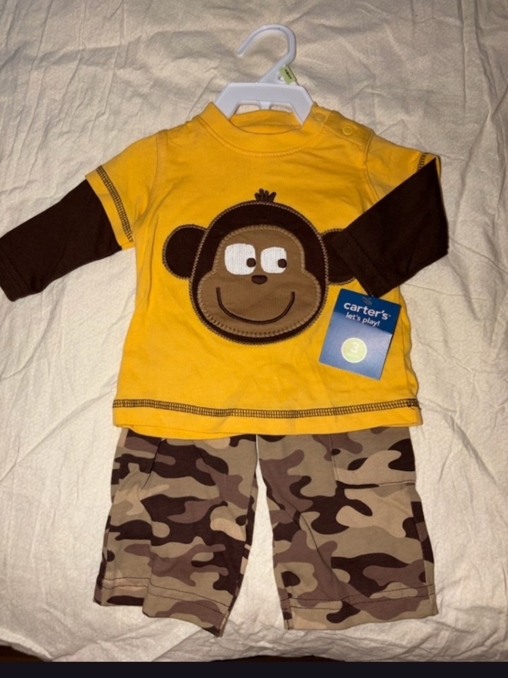 Carter's Yellow Monkey Top with Brown Accents